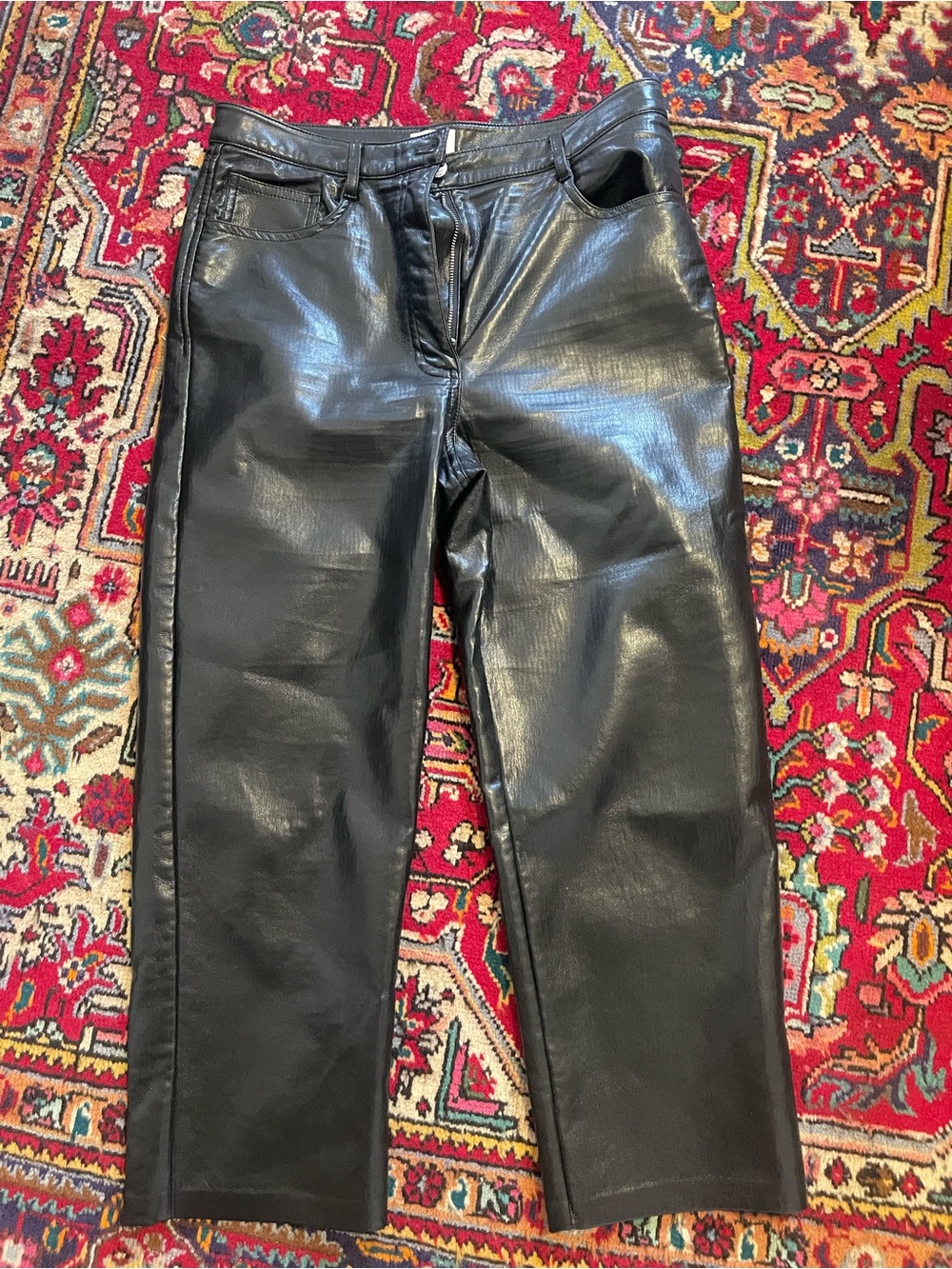 Black Faux Leather Women’s Capri’s